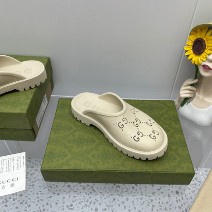 GG PLATFORM PERFORATED G SANDAL CREAM IP FOAM
