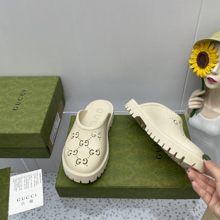 GG PLATFORM PERFORATED G SANDAL CREAM IP FOAM