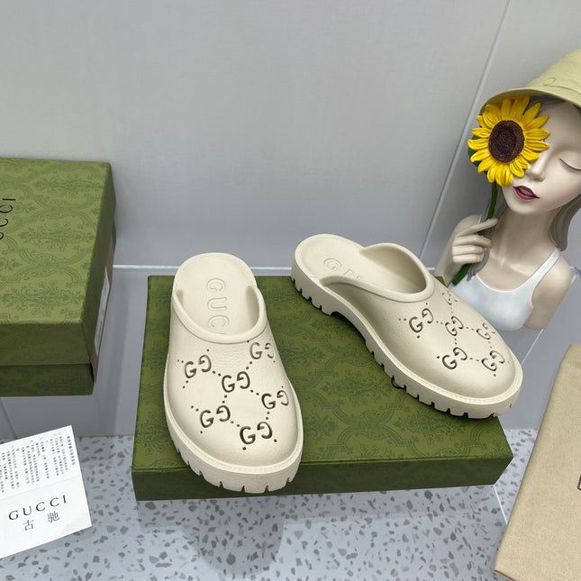 GG PLATFORM PERFORATED G SANDAL CREAM IP FOAM