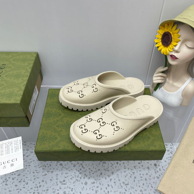 GG PLATFORM PERFORATED G SANDAL CREAM IP FOAM
