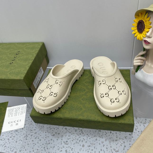 GG PLATFORM PERFORATED G SANDAL CREAM IP FOAM