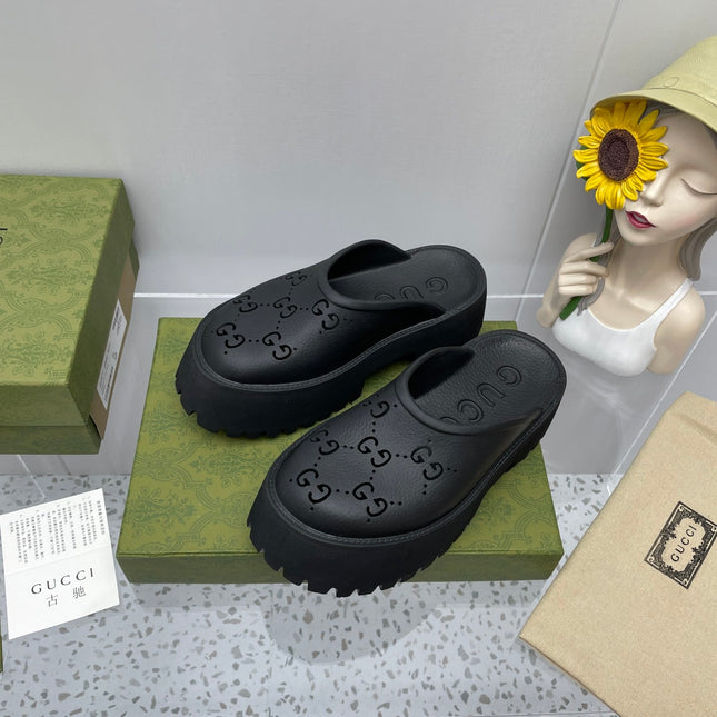 GG PLATFORM PERFORATED G 55 SANDAL BLACK IP FOAM