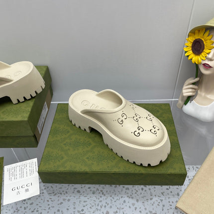 GG PLATFORM PERFORATED G 55 SANDAL CREAM IP FOAM