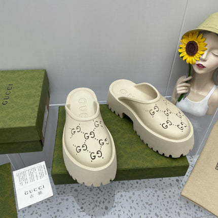 GG PLATFORM PERFORATED G 55 SANDAL CREAM IP FOAM
