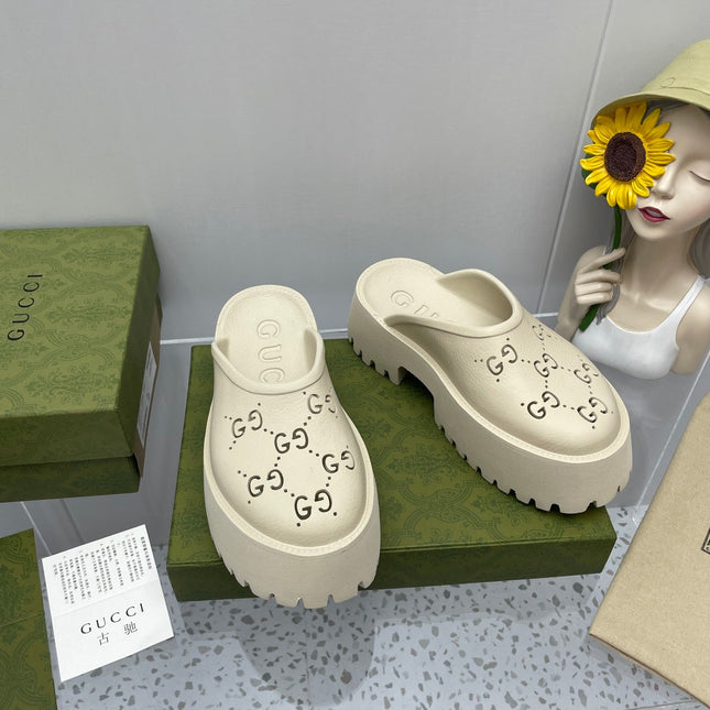 GG PLATFORM PERFORATED G 55 SANDAL CREAM IP FOAM
