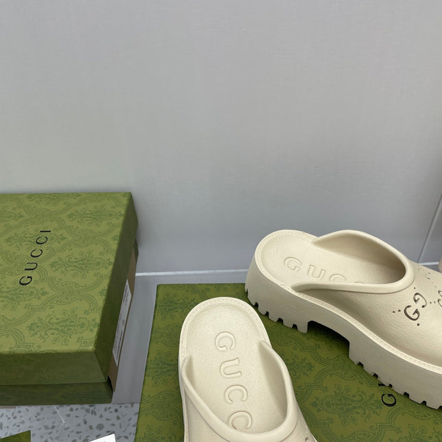 GG PLATFORM PERFORATED G 55 SANDAL CREAM IP FOAM