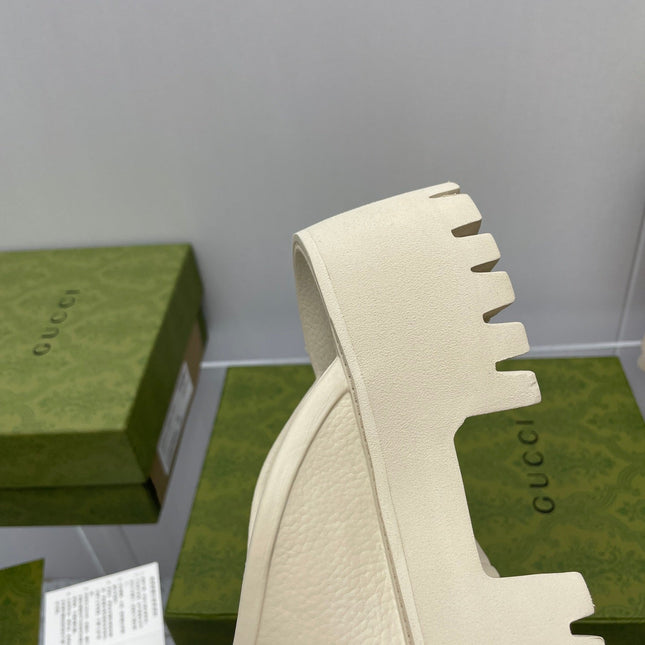 GG PLATFORM PERFORATED G 55 SANDAL CREAM IP FOAM