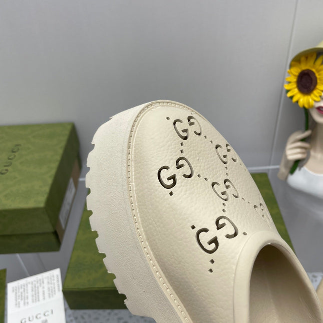 GG PLATFORM PERFORATED G 55 SANDAL CREAM IP FOAM