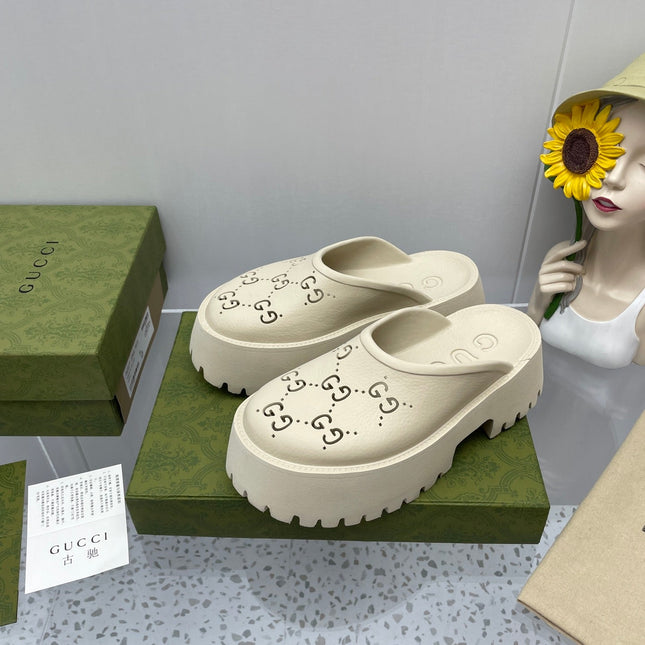 GG PLATFORM PERFORATED G 55 SANDAL CREAM IP FOAM