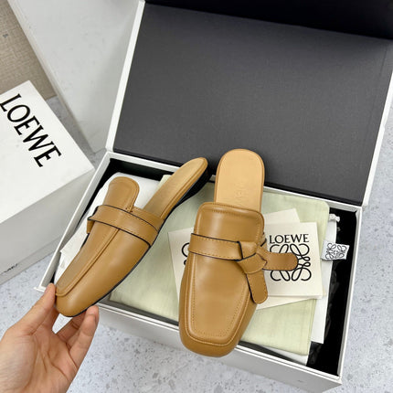 LW GATE BELTED MULE CAMEL CALFSKIN
