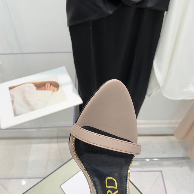 PADLOCK HIGH HEEL 10 CM SANDAL IN DUSTY PINK SHEEPSKIN
