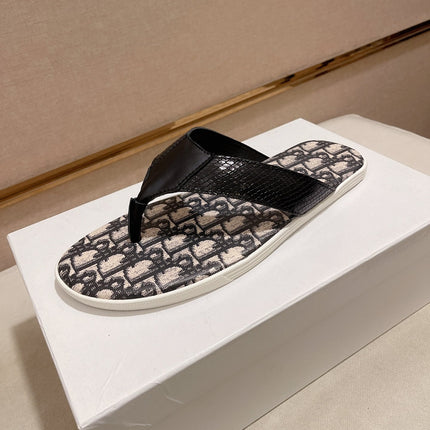 CD ALIAS THONG SNAKE MOTIF BLACK AND BEIGE CALFSKIN