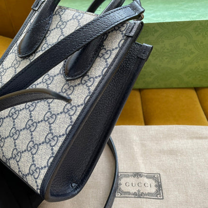 MINI TOTE  20 BAG IN BEIGE CANVAS AND BLACK CALFSKIN