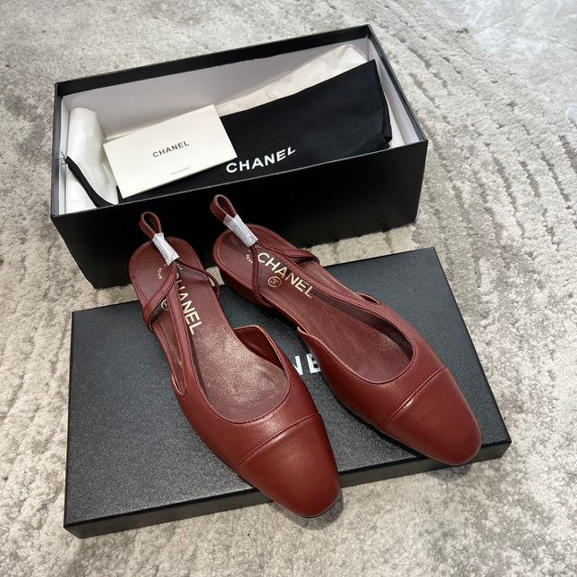 SLINGBACKS WINE RED CALFSKIN