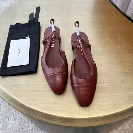 SLINGBACKS WINE RED CALFSKIN