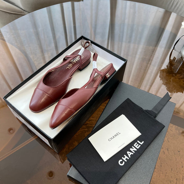 SLINGBACKS WINE RED CALFSKIN