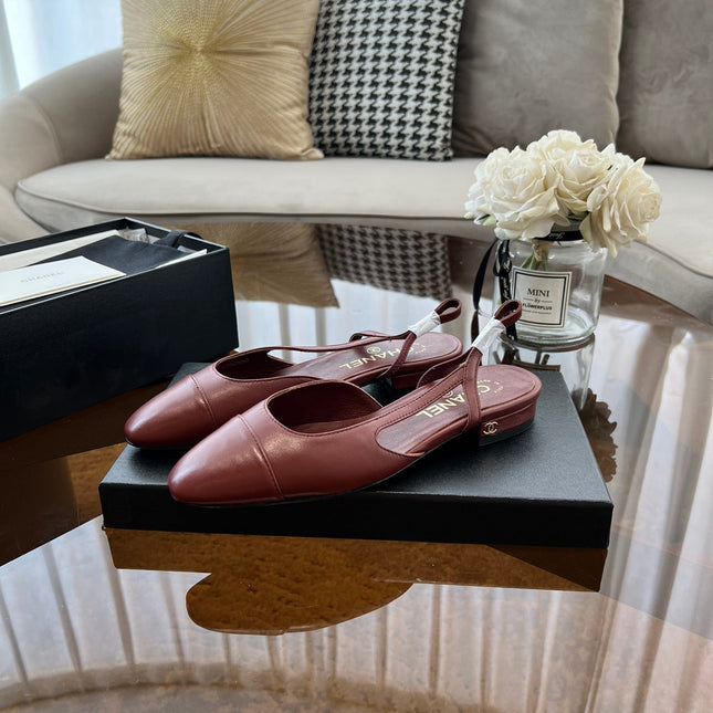 SLINGBACKS WINE RED CALFSKIN