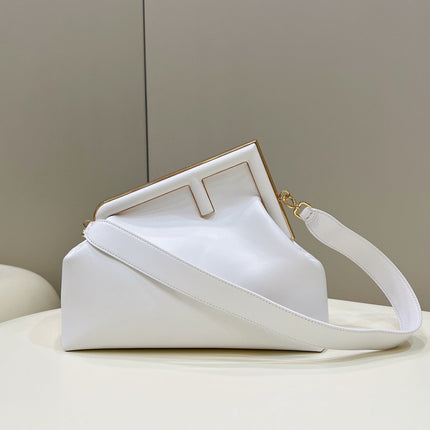 FENDI FIRST SMALL 32 IN WHITE NAPPA LEATHER BAG GOLD HARDWARE
