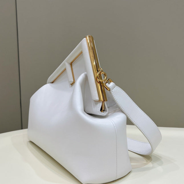 FENDI FIRST SMALL 32 IN WHITE NAPPA LEATHER BAG GOLD HARDWARE