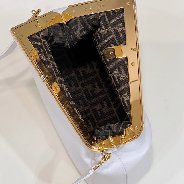 FENDI FIRST SMALL 32 IN WHITE NAPPA LEATHER BAG GOLD HARDWARE