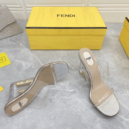 FENDI FIRST 95 MM HIGH-HEELED SANDAL IN TRANSPARENT TPU FILM AND LAMBSKIN