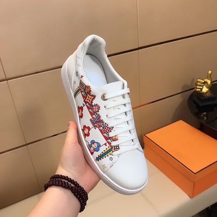 LV TRAINER WHITE CALFSKIN WITH COLORFUL PATTERN