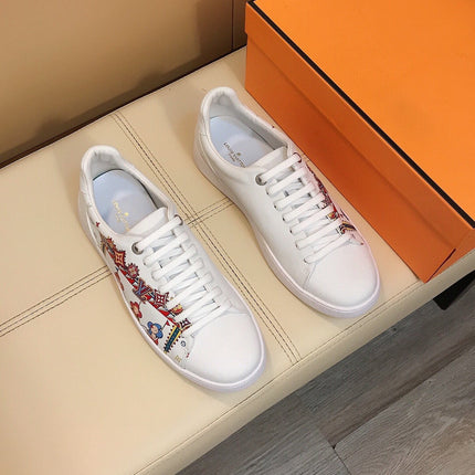 LV TRAINER WHITE CALFSKIN WITH COLORFUL PATTERN