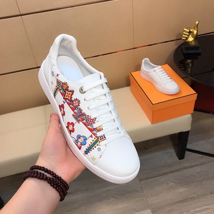 LV TRAINER WHITE CALFSKIN WITH COLORFUL PATTERN