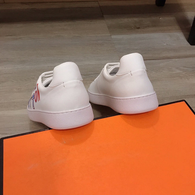 LV TRAINER WHITE CALFSKIN WITH COLORFUL LOGO