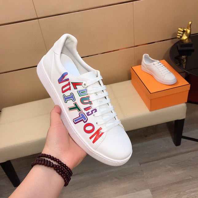 LV TRAINER WHITE CALFSKIN WITH COLORFUL LOGO