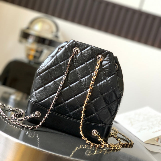 CHANEL 25S GRABRIELLE BACKPACK 24 CM IN BLACK LAMBSKIN
