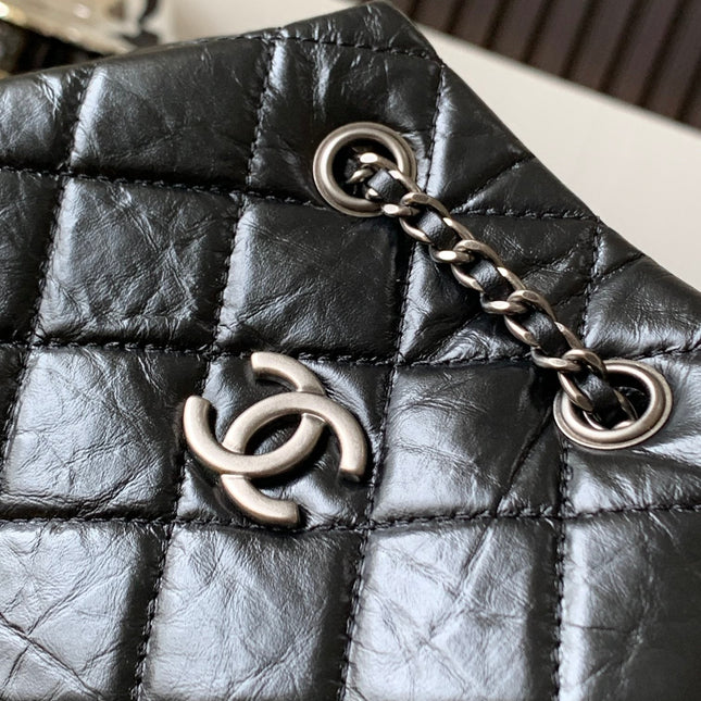CHANEL 25S GRABRIELLE BACKPACK 24 CM IN BLACK LAMBSKIN