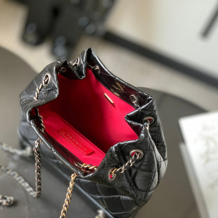 CHANEL 25S GRABRIELLE BACKPACK 24 CM IN BLACK LAMBSKIN