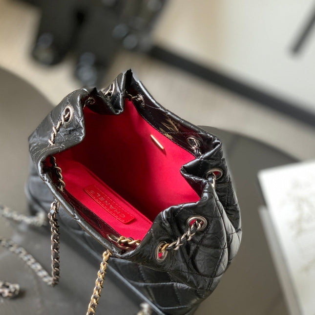 CHANEL 25S GRABRIELLE BACKPACK 24 CM IN BLACK LAMBSKIN
