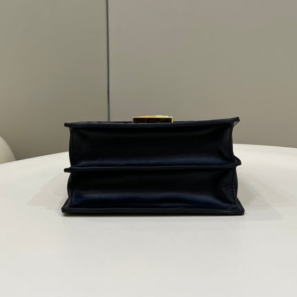 FENDI KANI 19 BAG IN BLACK MIX CHOCOLATE BROWN CALFSKIN WITH GOLD HARDWARE
