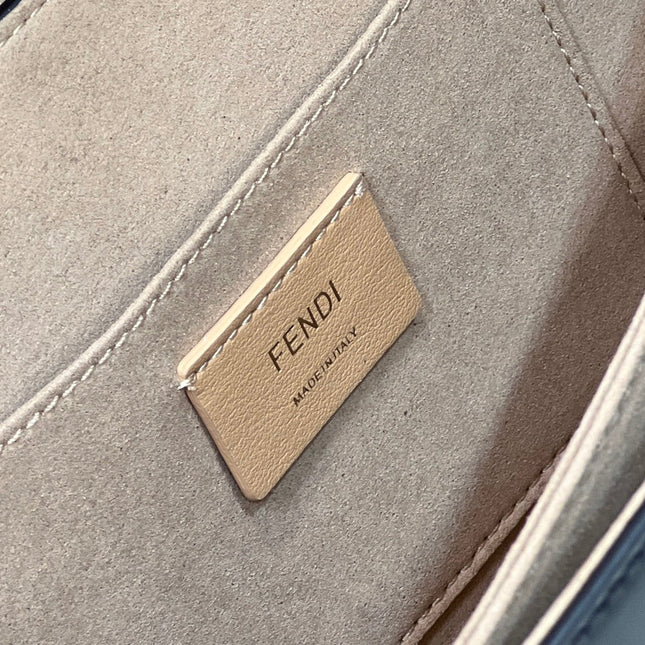 FENDI KANI 26 BAG IN BLACK MIX CHOCOLATE BROWN FFF CALFSKIN WITH GOLD HARDWARE