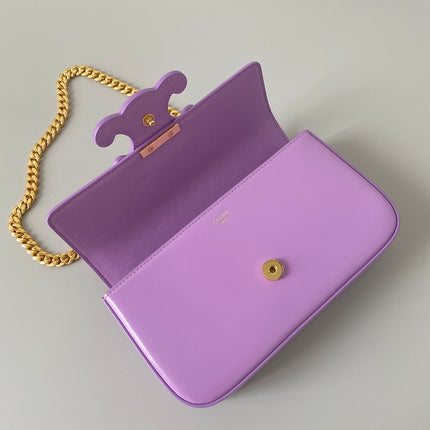 20 CHAIN EMBOSSED ARMPIT BAG PURPLE CALFSKIN