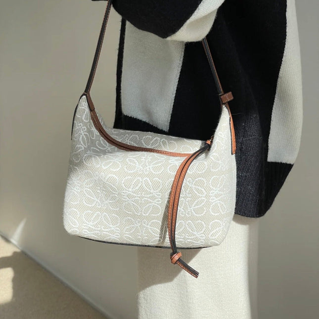 LOE CUBI 35 BAG IN WHITE ANAGRAM JACQUARD AND CALFSKIN