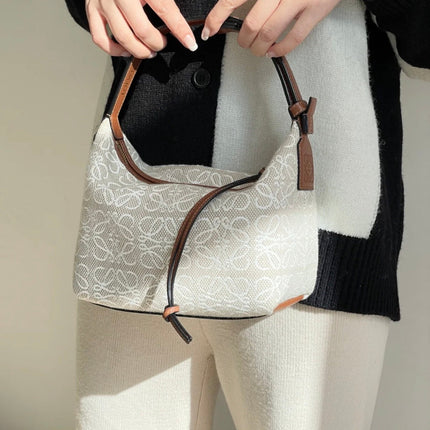 LOE CUBI 35 BAG IN WHITE ANAGRAM JACQUARD AND CALFSKIN
