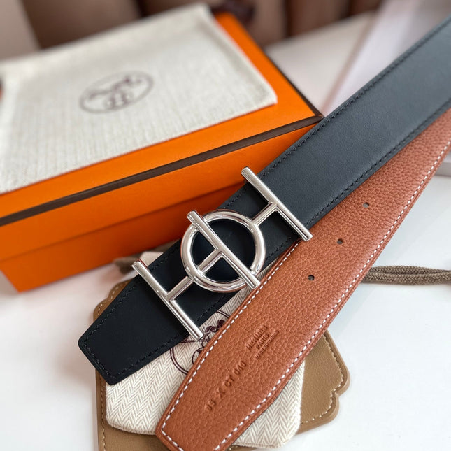 ULYSSE BELT BUCKLE & REVERSIBLE GINGER ORANGE LEATHER STRAP 38MM SILVER HARDWARE