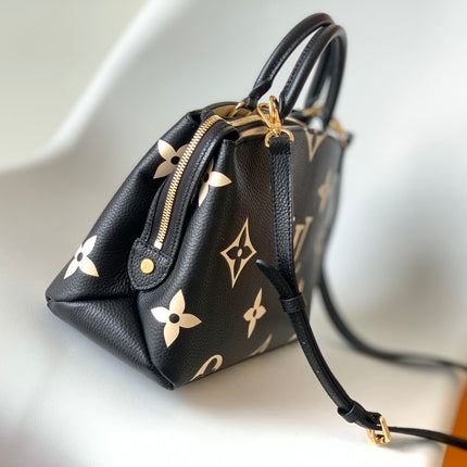 PETIT PALAIS PM MEDIUM SHOULDER BAG 29 IN BLACK MIX BEIGE EMBOSSED COWHIDE GOLD-TONE HARDWARE