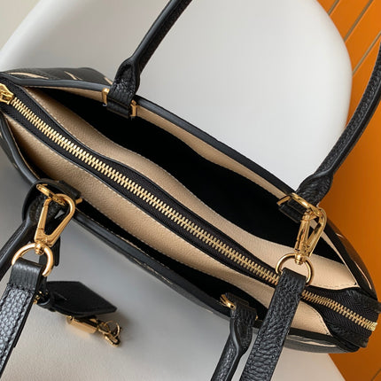 PETIT PALAIS PM LARGE SHOULDER BAG 34 IN BLACK MIX BEIGE EMBOSSED COWHIDE GOLD-TONE HARDWARE
