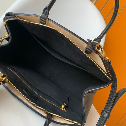 PETIT PALAIS PM LARGE SHOULDER BAG 34 IN BLACK MIX BEIGE EMBOSSED COWHIDE GOLD-TONE HARDWARE