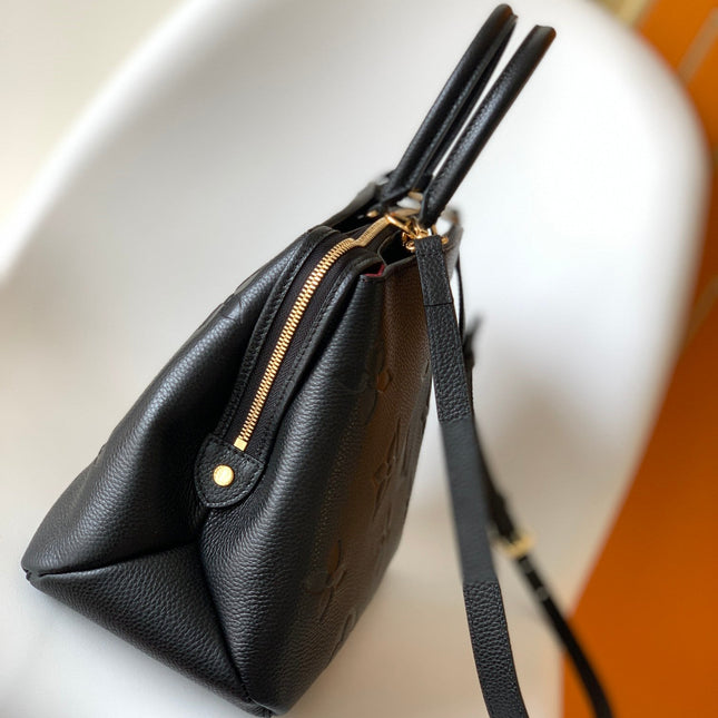 PETIT PALAIS PM LARGE SHOULDER BAG 34 IN BLACK EMBOSSED COWHIDE GOLD-TONE HARDWARE