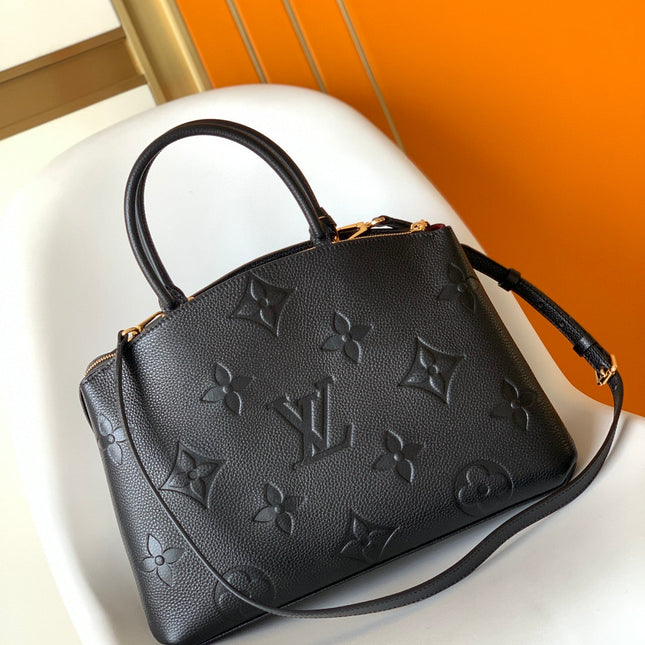PETIT PALAIS PM LARGE SHOULDER BAG 34 IN BLACK EMBOSSED COWHIDE GOLD-TONE HARDWARE