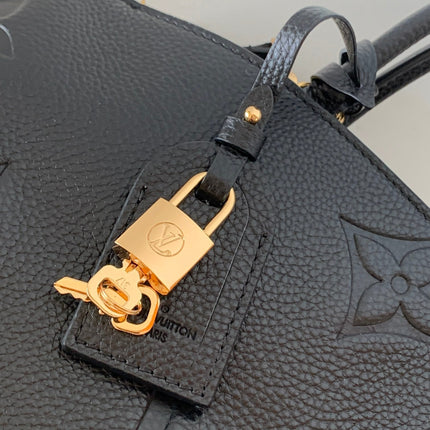PETIT PALAIS PM LARGE SHOULDER BAG 34 IN BLACK EMBOSSED COWHIDE GOLD-TONE HARDWARE