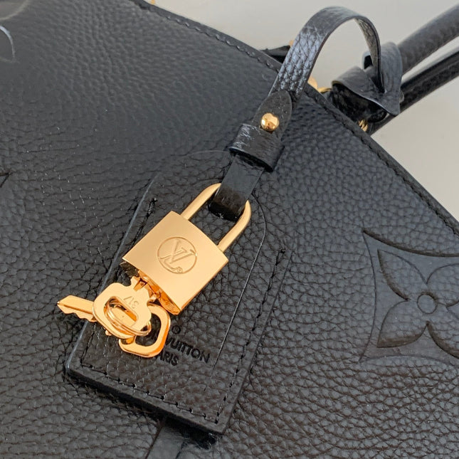 PETIT PALAIS PM LARGE SHOULDER BAG 34 IN BLACK EMBOSSED COWHIDE GOLD-TONE HARDWARE