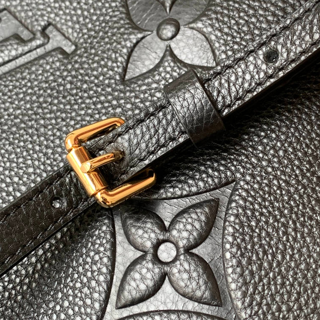 PETIT PALAIS PM LARGE SHOULDER BAG 34 IN BLACK EMBOSSED COWHIDE GOLD-TONE HARDWARE