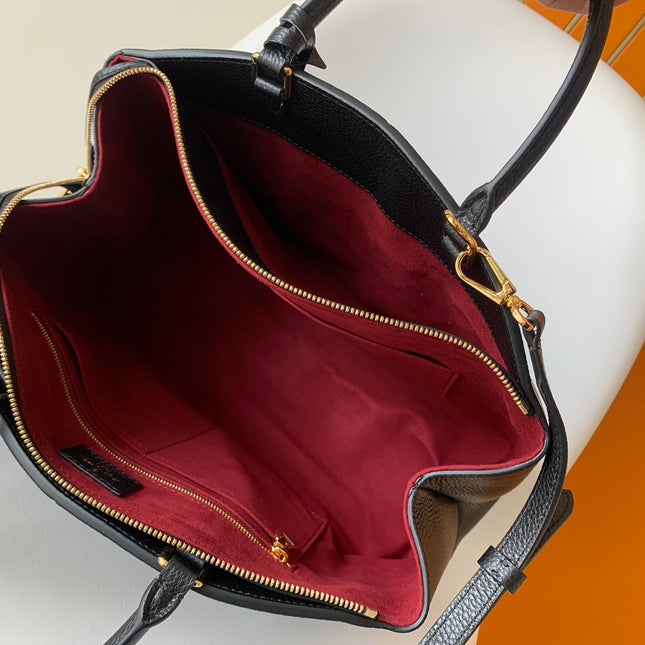 PETIT PALAIS PM LARGE SHOULDER BAG 34 IN BLACK EMBOSSED COWHIDE GOLD-TONE HARDWARE