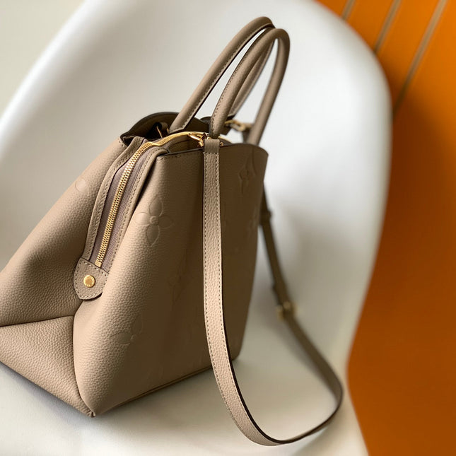 PETIT PALAIS PM LARGE SHOULDER BAG 34 IN BROWN EMBOSSED COWHIDE GOLD-TONE HARDWARE